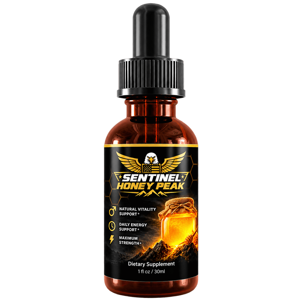 Sentinel Honey Peak Drops bottle, 1 fl oz / 30 ml